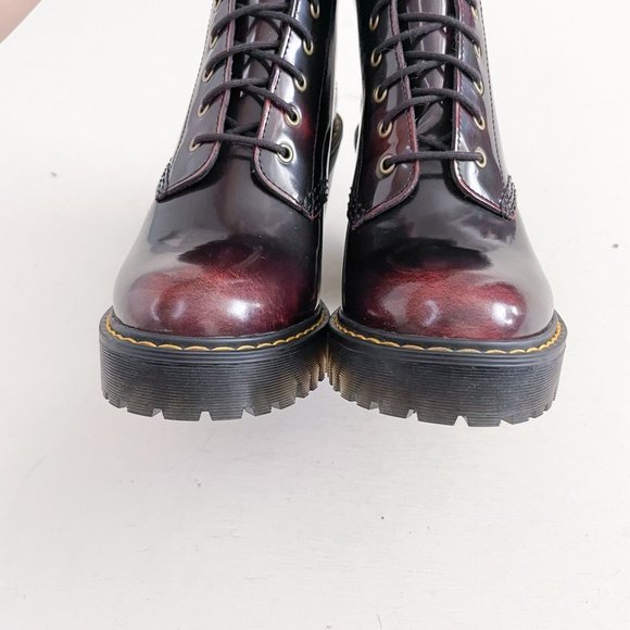 Dr. Martens Red Heeled Kendra Boots Women's Size 7 Arcadia Leather Platform - Picture 5 of 12
